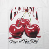 GANNI T4004 151 BRIGHT WHITE XS S M L XL ガニー Tシャツ 半袖 ロゴ プリント おしゃれ ウィメンズ レディース ブライト ホワイト