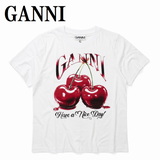 GANNI T4004 151 BRIGHT WHITE XS S M L XL ガニー Tシャツ 半袖 ロゴ プリント おしゃれ ウィメンズ レディース ブライト ホワイト