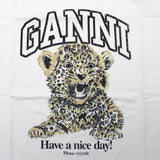 GANNI T4124 943 LEOPARD XXS XS S M L XL ガニー Tシャツ 半袖 ロゴ プリント おしゃれ ウィメンズ レディース レオパード