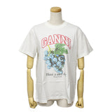 GANNI T4230 135 EGRET XXS XS S M L XL ガニー Tシャツ 半袖 ロゴ プリント おしゃれ ウィメンズ レディース イーグレット