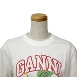 GANNI T4230 135 EGRET XXS XS S M L XL ガニー Tシャツ 半袖 ロゴ プリント おしゃれ ウィメンズ レディース イーグレット