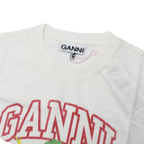 GANNI T4230 135 EGRET XXS XS S M L XL ガニー Tシャツ 半袖 ロゴ プリント おしゃれ ウィメンズ レディース イーグレット