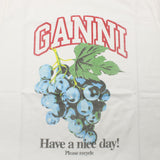 GANNI T4230 135 EGRET XXS XS S M L XL ガニー Tシャツ 半袖 ロゴ プリント おしゃれ ウィメンズ レディース イーグレット