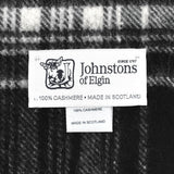 Johnstons WA000016 KU0079 WA16 tartan check scarf ジョンストンズ タータンチェック スカーフ マフラー ストール カシミア レディース メンズ Black White Stewart