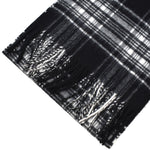 Johnstons WA000016 KU0079 WA16 tartan check scarf ジョンストンズ タータンチェック スカーフ マフラー ストール カシミア レディース メンズ Black White Stewart