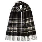 Johnstons WA000016 KU0079 WA16 tartan check scarf ジョンストンズ タータンチェック スカーフ マフラー ストール カシミア レディース メンズ Black White Stewart
