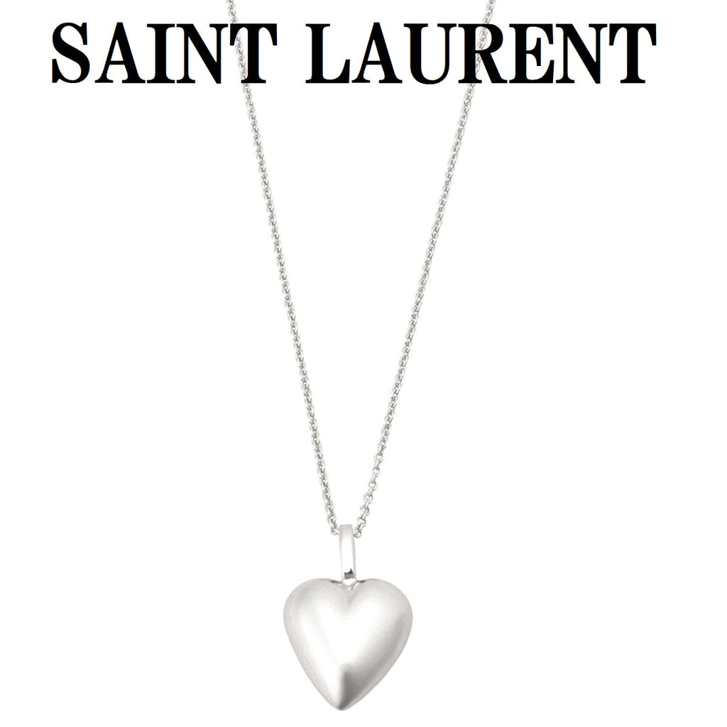 SAINT LAURENT HEART PENDANT NECKLACE 696438 Y1500 8126 SILVER サン