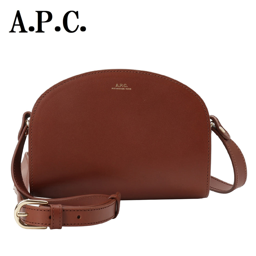 A.P.C. SAC DEMI LUNE MINI CROSSBODY BAG PXAWV F61392 CAD NOISETTE