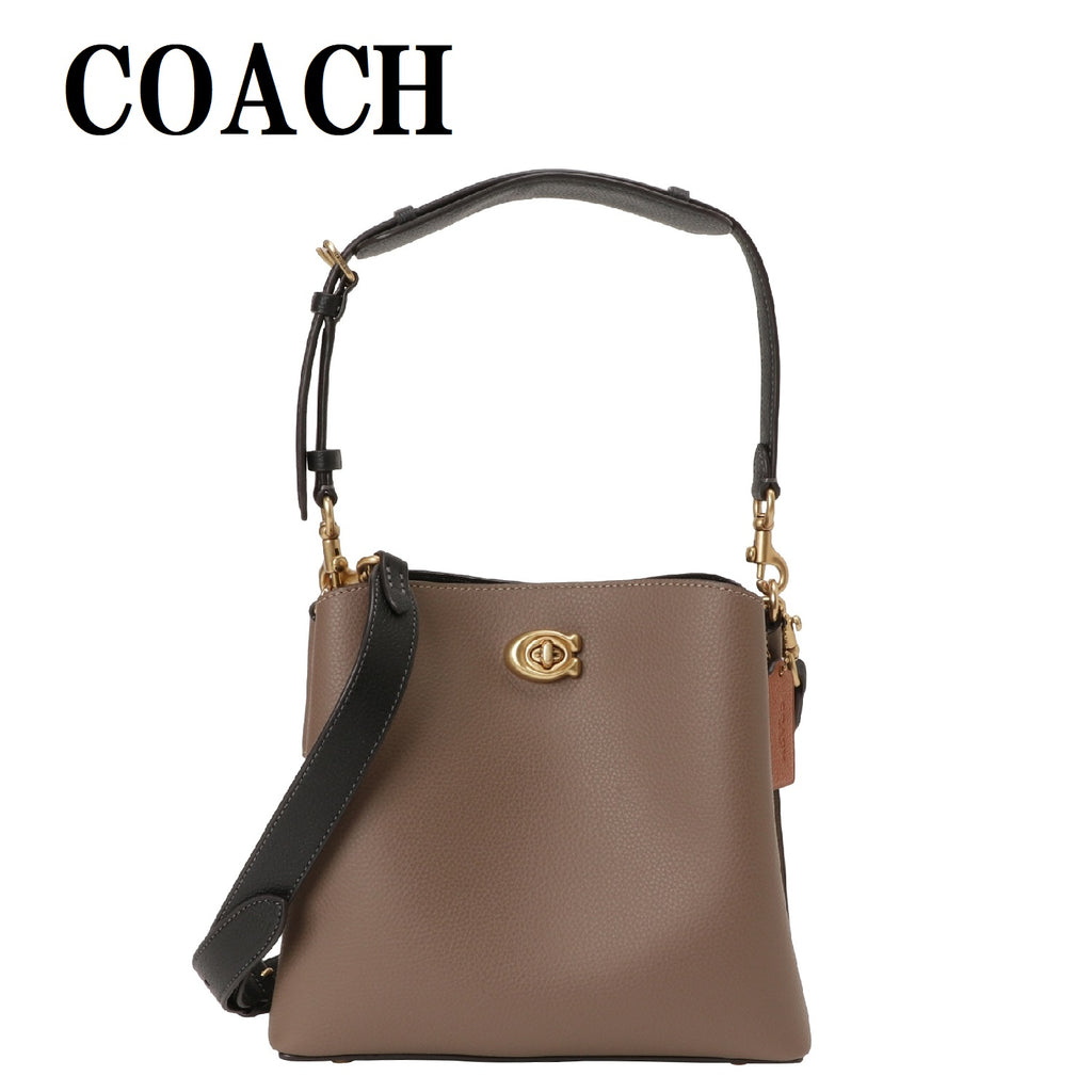 COACH 2WAY COLORBLOCK WILLOW BUCKET BAG C3766 B4CBD DARK STONE