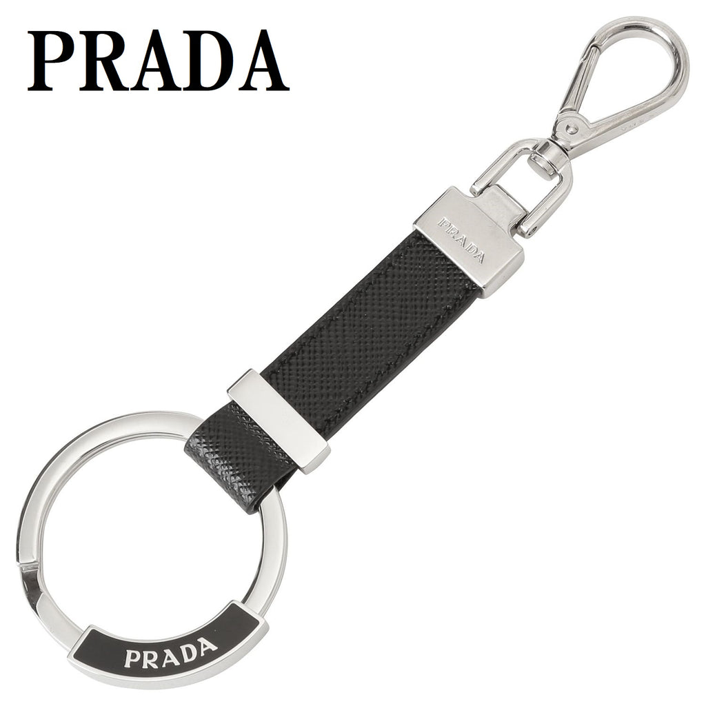 PRADA KEYRING KEYCHAIN SAFFIANO LETHER 2PP042 053 F0002 NERO