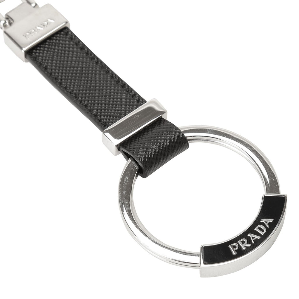 PRADA KEYRING KEYCHAIN SAFFIANO LETHER 2PP042 053 F0002 NERO