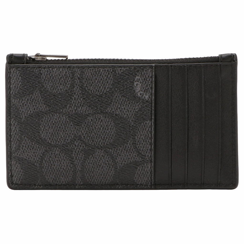 COACH ZIP CARD CASE IN SIGNATURE CANVAS C0985 CHR CHARCOAL コーチ