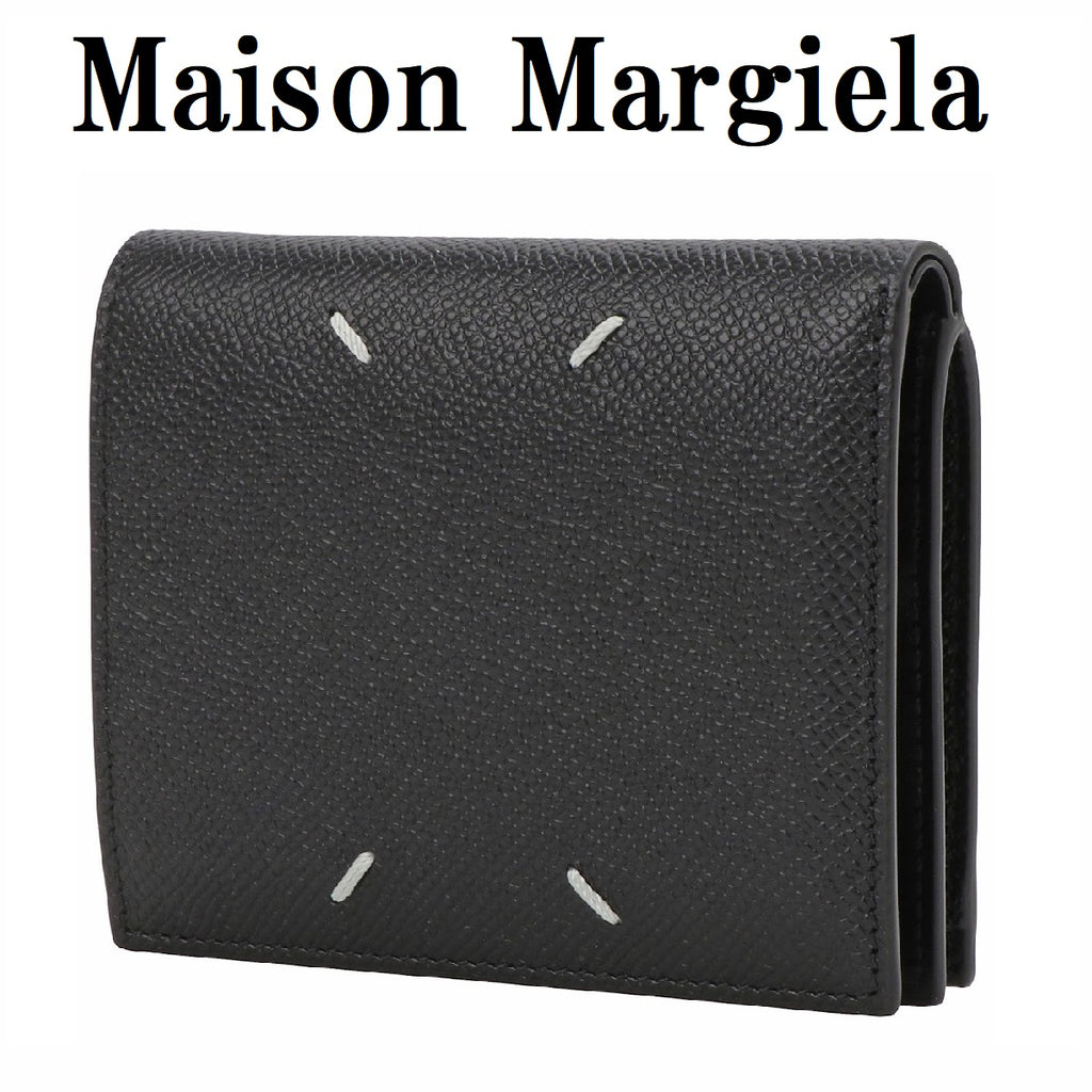 Maison Margiela / メゾンマルジェラ | SMALL FLIP FLAP レザー 2つ折り ウォレット 財布 | ブラック | メンズ