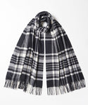 Johnstons WA000056 KU0079 WA56 Woven Tartan Check Stole ジョンストンズ 大判 ストール マフラー スカーフ カシミア タータンチェック レディース メンズ Black & White Stewart
