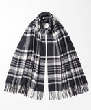 Johnstons WA000056 KU0079 WA56 Woven Tartan Check Stole ジョンストンズ 大判 ストール マフラー スカーフ カシミア タータンチェック レディース メンズ Black & White Stewart
