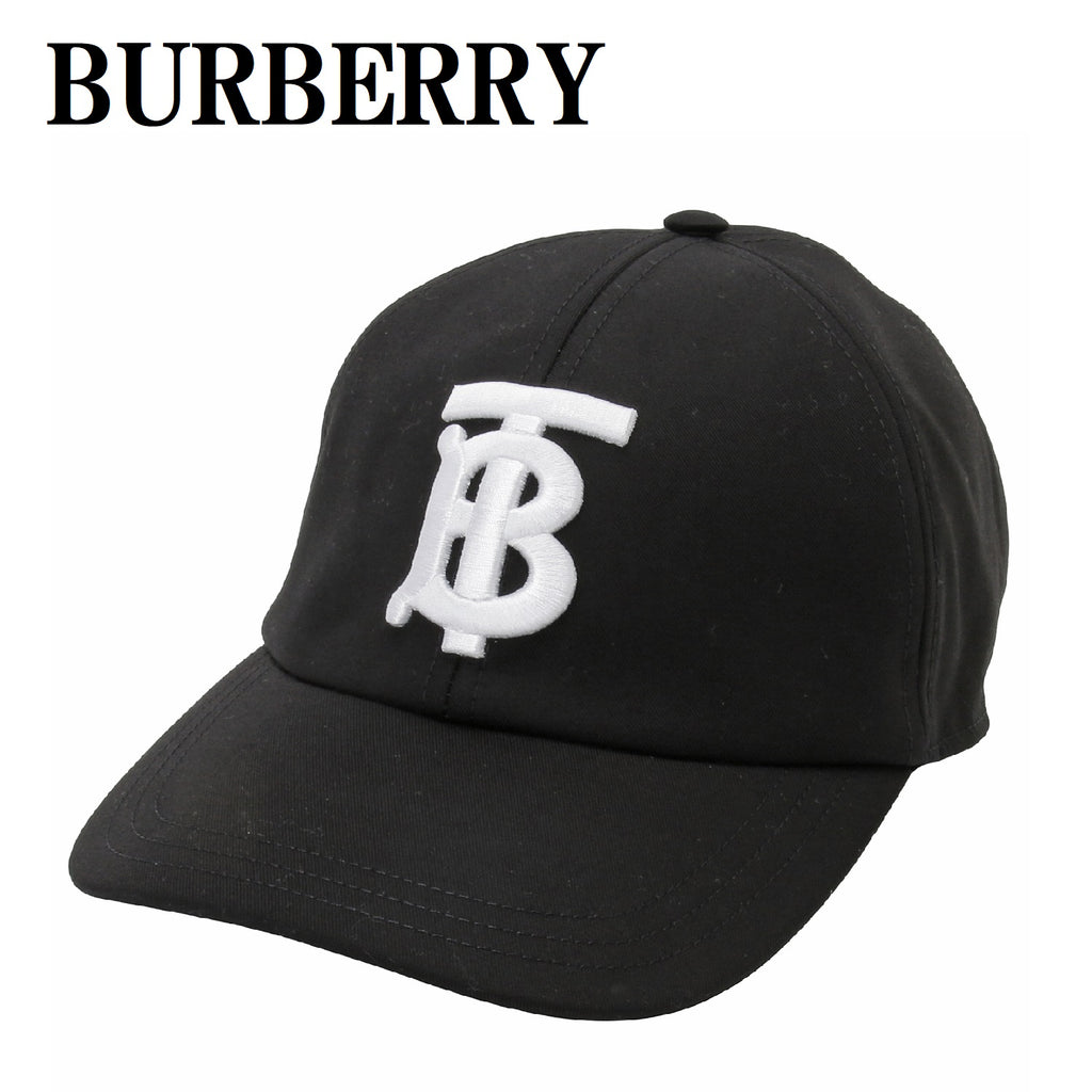 BURBERRY TB EMBROIDERED BASEBALL CAP 8068033 A6590 M BLACK WHITE