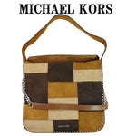 MICHAEL KORS 30F6AATH7S 248 CROSSBODY SHOULDER BAG BROWN マイケルコース スエード クロスボディバッグ ショルダーバッグ レディース 女性 ブラウン パッチワーク