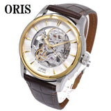 ORIS ARTELIER SKELETON AUTO ANALOG WATCH 734 7670 4351D SILVER GOLD DARKBROWN オリス アートリエ スケルトン オート 自動巻き 腕時計 ウォッチ レザー メンズ シルバー ダークブラウン BOXなし