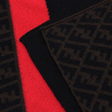 FENDI FXS124-AEVB-F1DPC WOOL MUFFLER STOLE MUD BROWN RED MONOGRAM MULTI COLOR フェンディ ウール マフラー ストール メンズ 男性 モノグラム マルチカラー