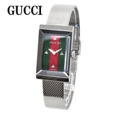 GUCCI G-FRAME QUARTZ ANALOG WATCH 21×34mm YA147401 SILVER GREEN RED グッチ ジーフレーム アナログ 腕時計 クォーツ 電池式 ウォッチ シルバー グリーン レッド