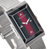 GUCCI G-FRAME QUARTZ ANALOG WATCH 21×34mm YA147401 SILVER GREEN RED グッチ ジーフレーム アナログ 腕時計 クォーツ 電池式 ウォッチ シルバー グリーン レッド