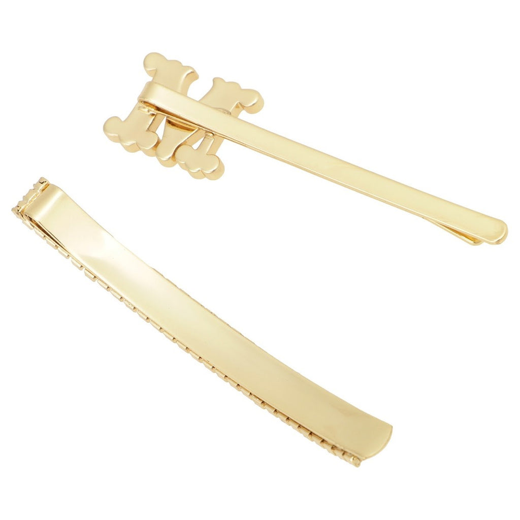 MAX MARA SET METAL HAIR CLIPS 14756122901 GOLD CRYSTAL マックス