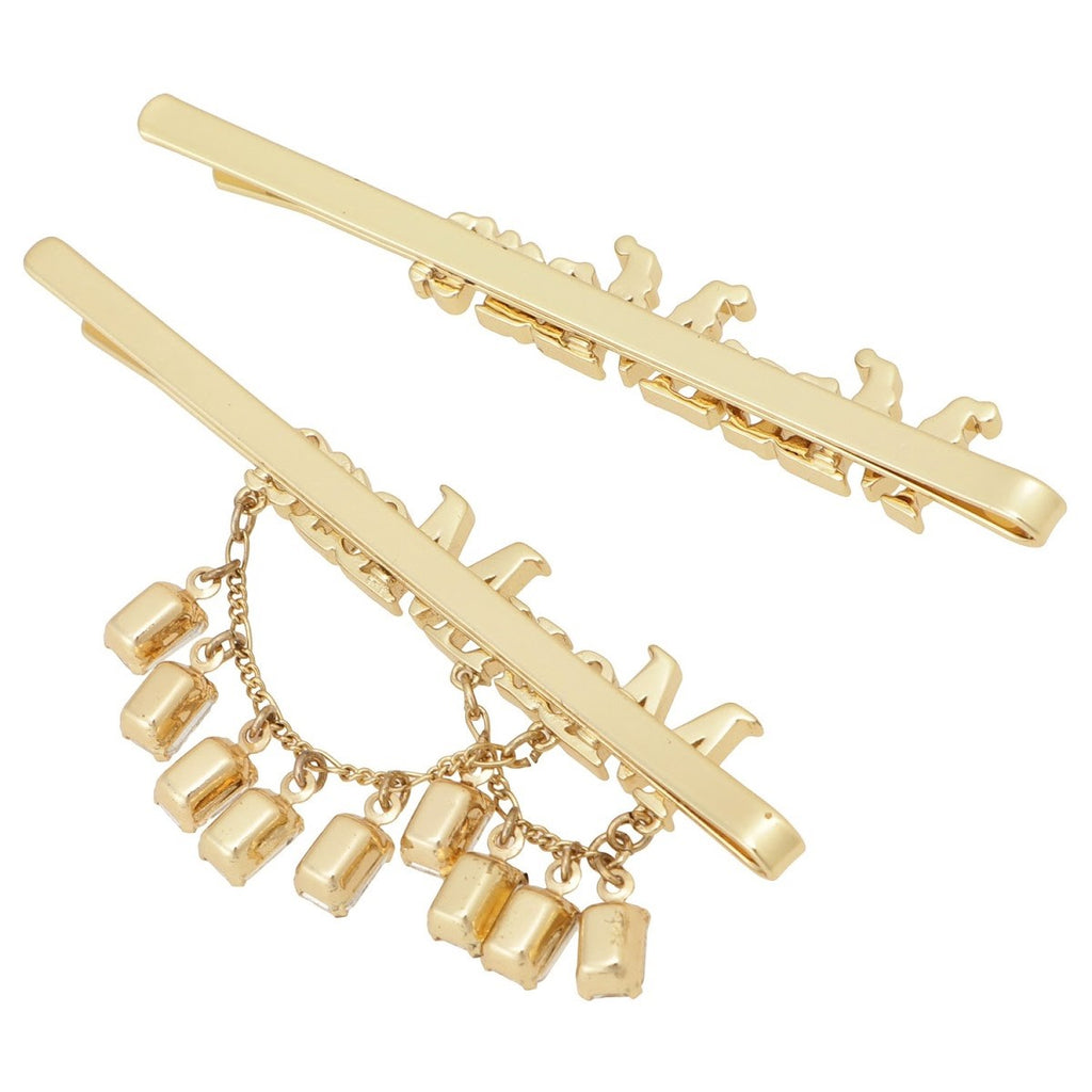 MAX MARA SET METAL HAIR CLIPS 14756122902 GOLD CRYSTAL マックス