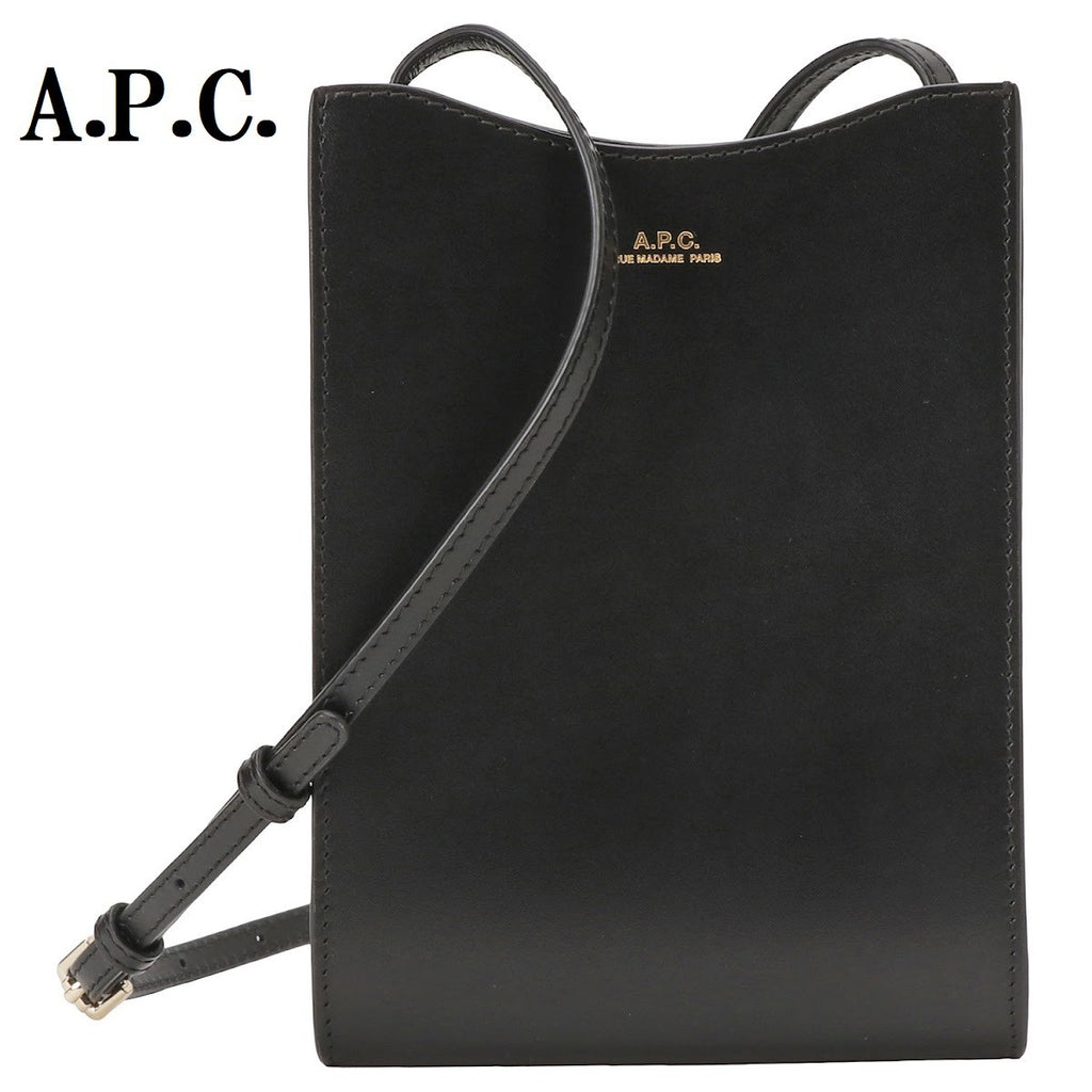 A.P.C. JAMIE NECK POUCH LETHER CROSSBODY SHOULDER BAG F63412 BLACK