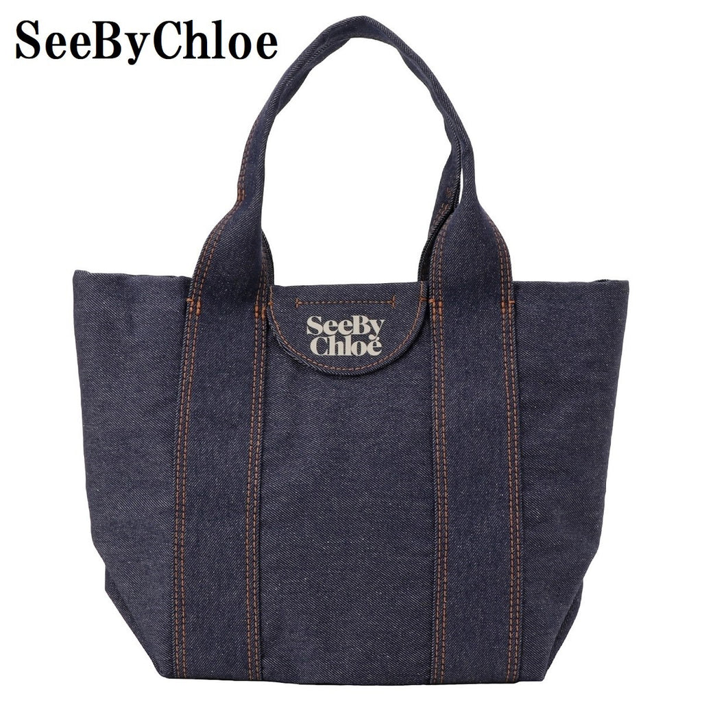 SEE BY CHLOE LAETIZIA SMALL TOTE HAND BAG CHS22WSB62C3245D DENIM