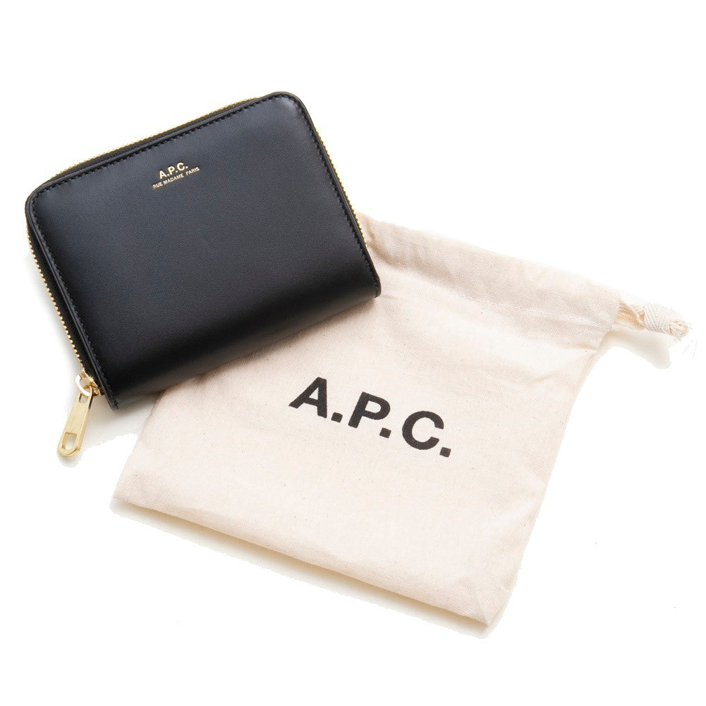 A.P.C. EMMANUELLE COMPACT WALLET PXAWV F63029 LETHER NOIR