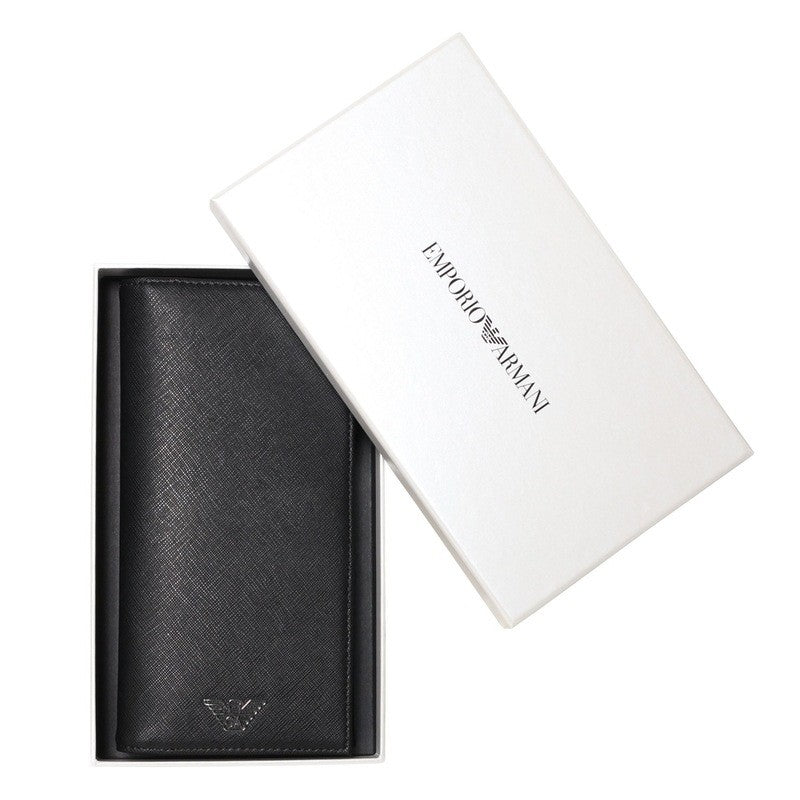 EMPORIO ARMANI REGENERATED LEATHER LARGE WALLET EMBOSSED EAGLE